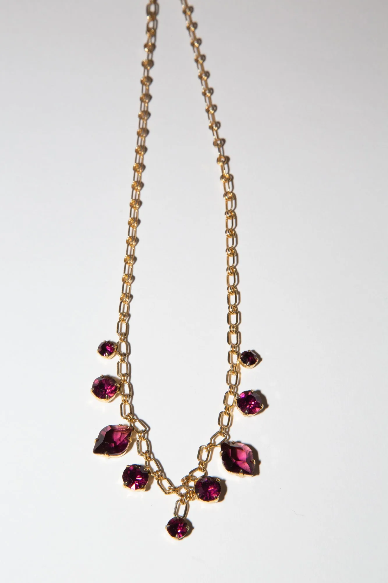 Vintage 1950s Amethyst Crystal Charm Necklace