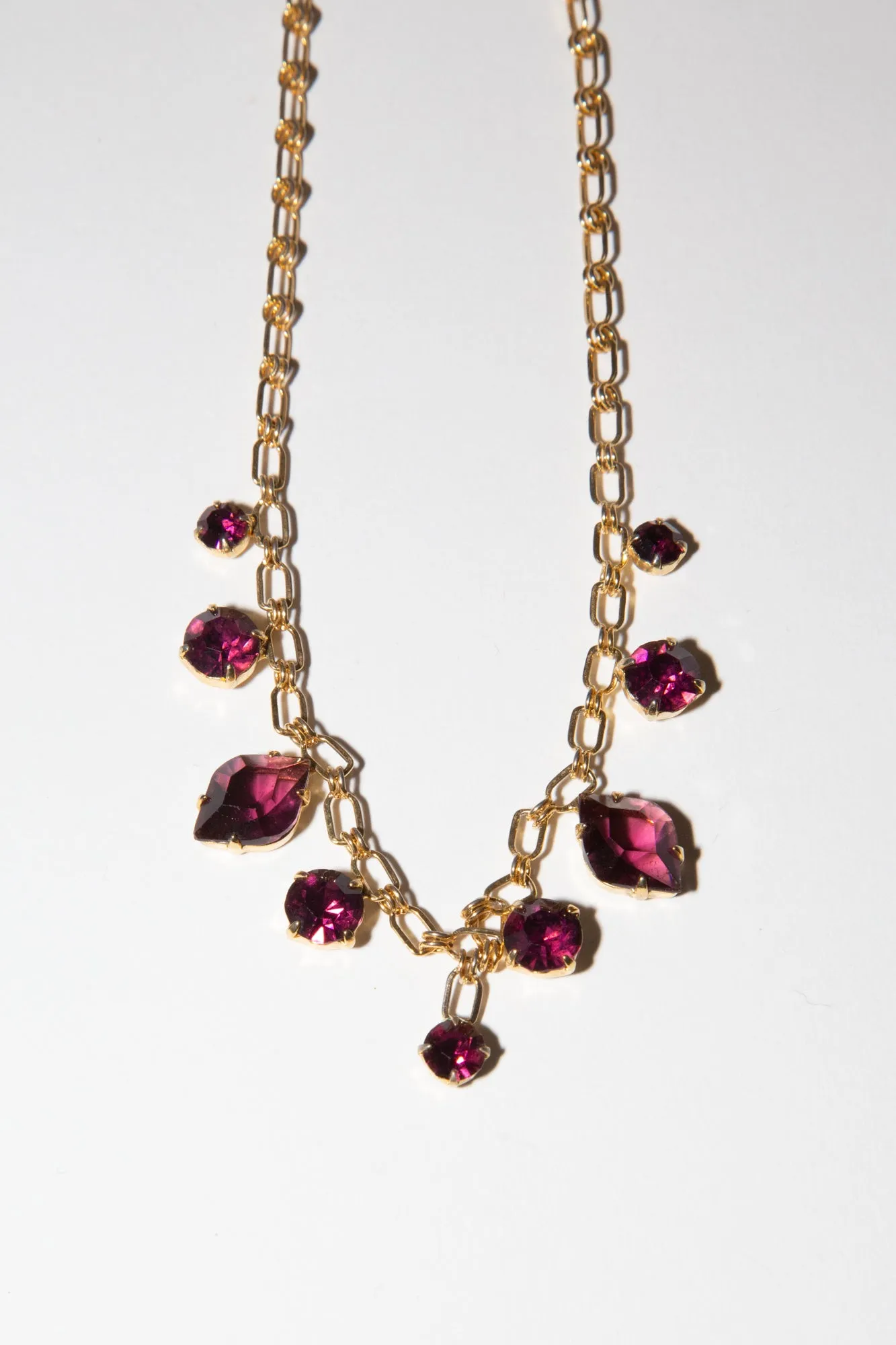 Vintage 1950s Amethyst Crystal Charm Necklace