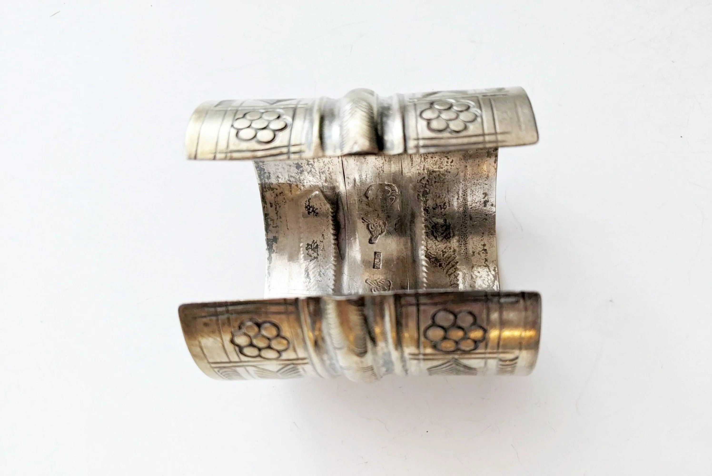 Vintage 800 Silver Berber Wide Cuff Bracelet by Muhammad Makkawi