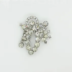 Vintage Bright White Abstract Rhinestone Brooch