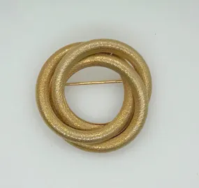 Vintage Classic Twisted Textured Gold Circle Brooch