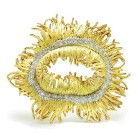 Vintage Diamond Sea Anemone Brooch Pin 18K Gold 1.50ctw