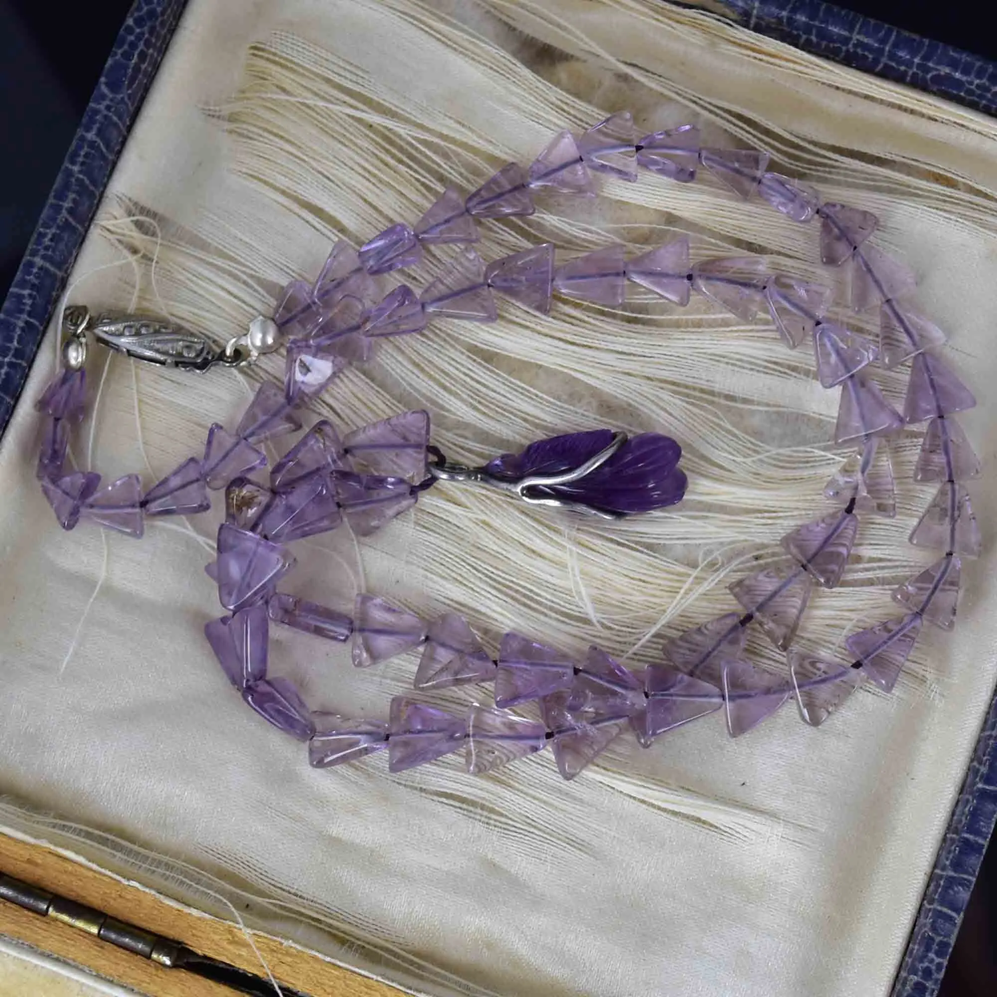 Vintage Geometric Amethyst Bug Pendant Necklace