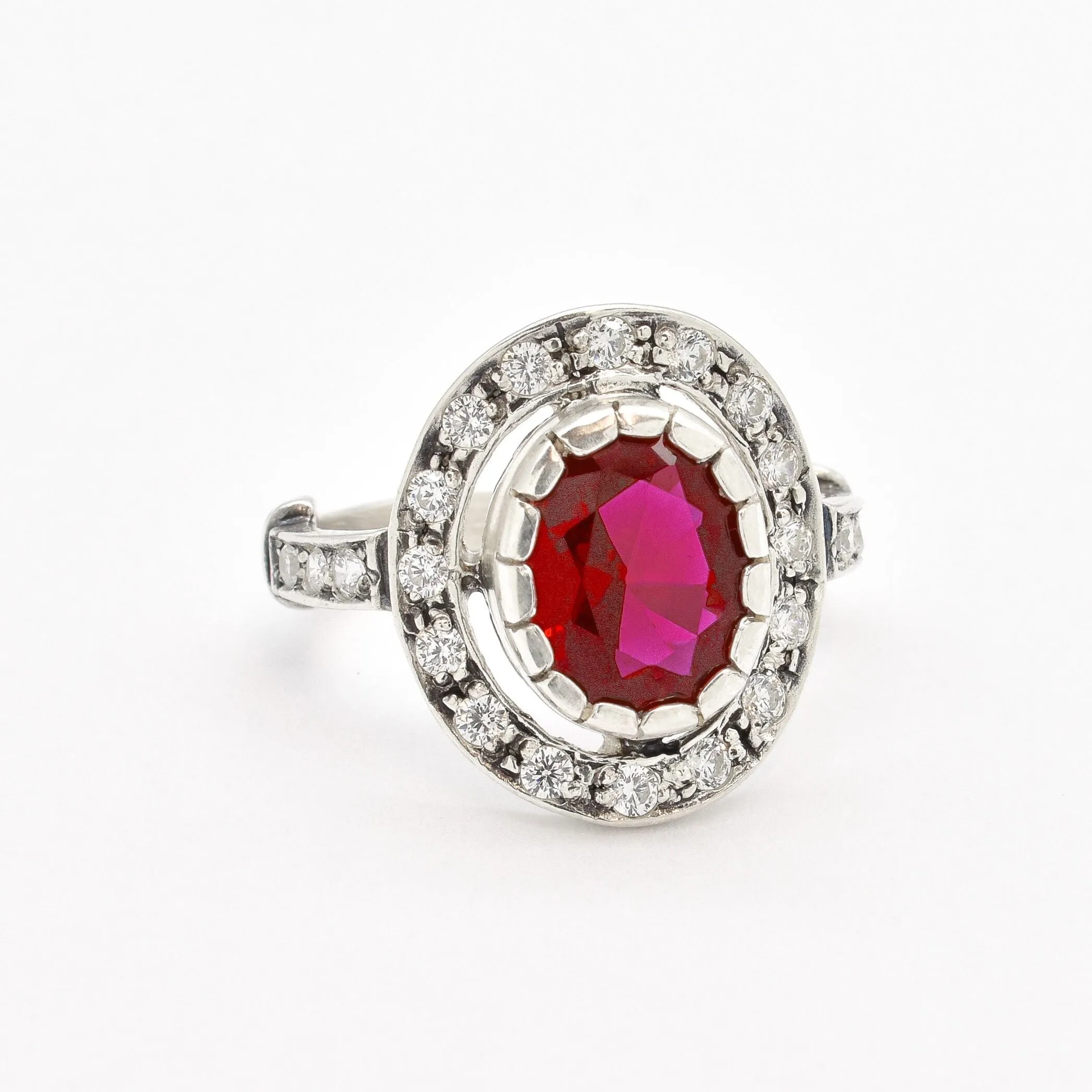 Vintage Ruby Ring - Red Ova Ring - Classic Ruby Ring