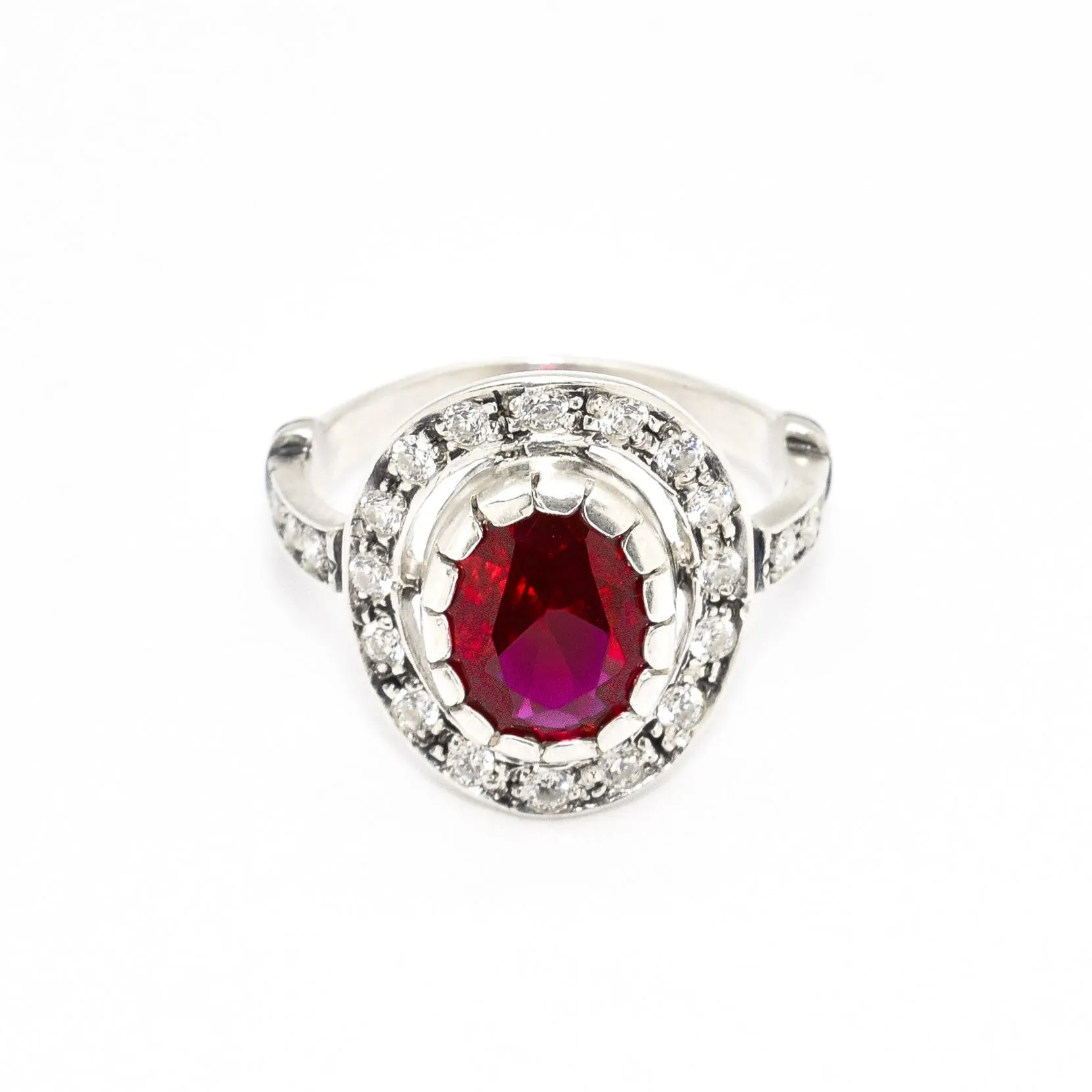 Vintage Ruby Ring - Red Ova Ring - Classic Ruby Ring