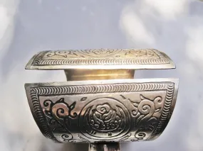 Vintage Silver Flared Siwa Cuff. Berber Bracelet Signed by Mohammed Al Makkawi