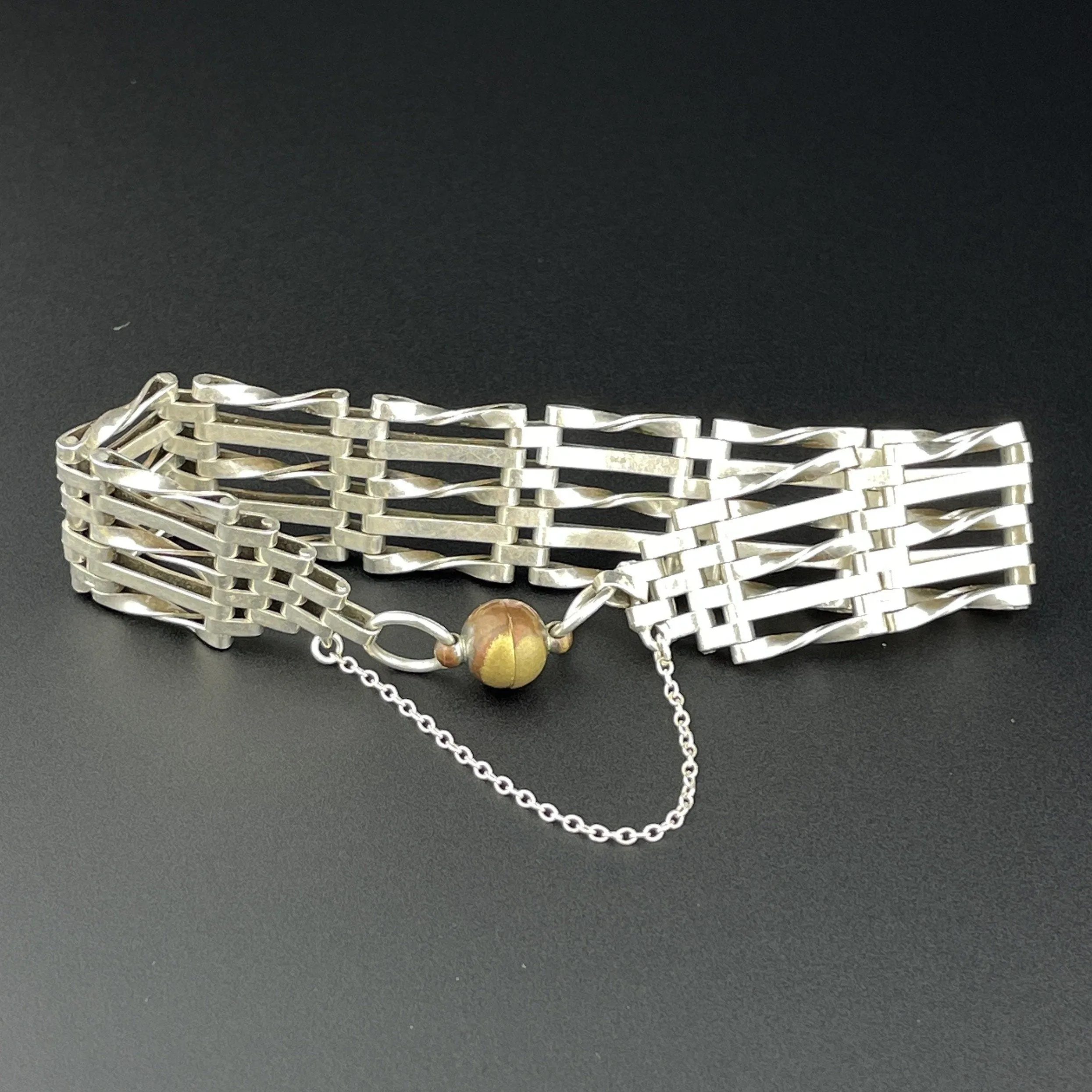 Vintage Silver Gate Fancy Chain Link Bracelet