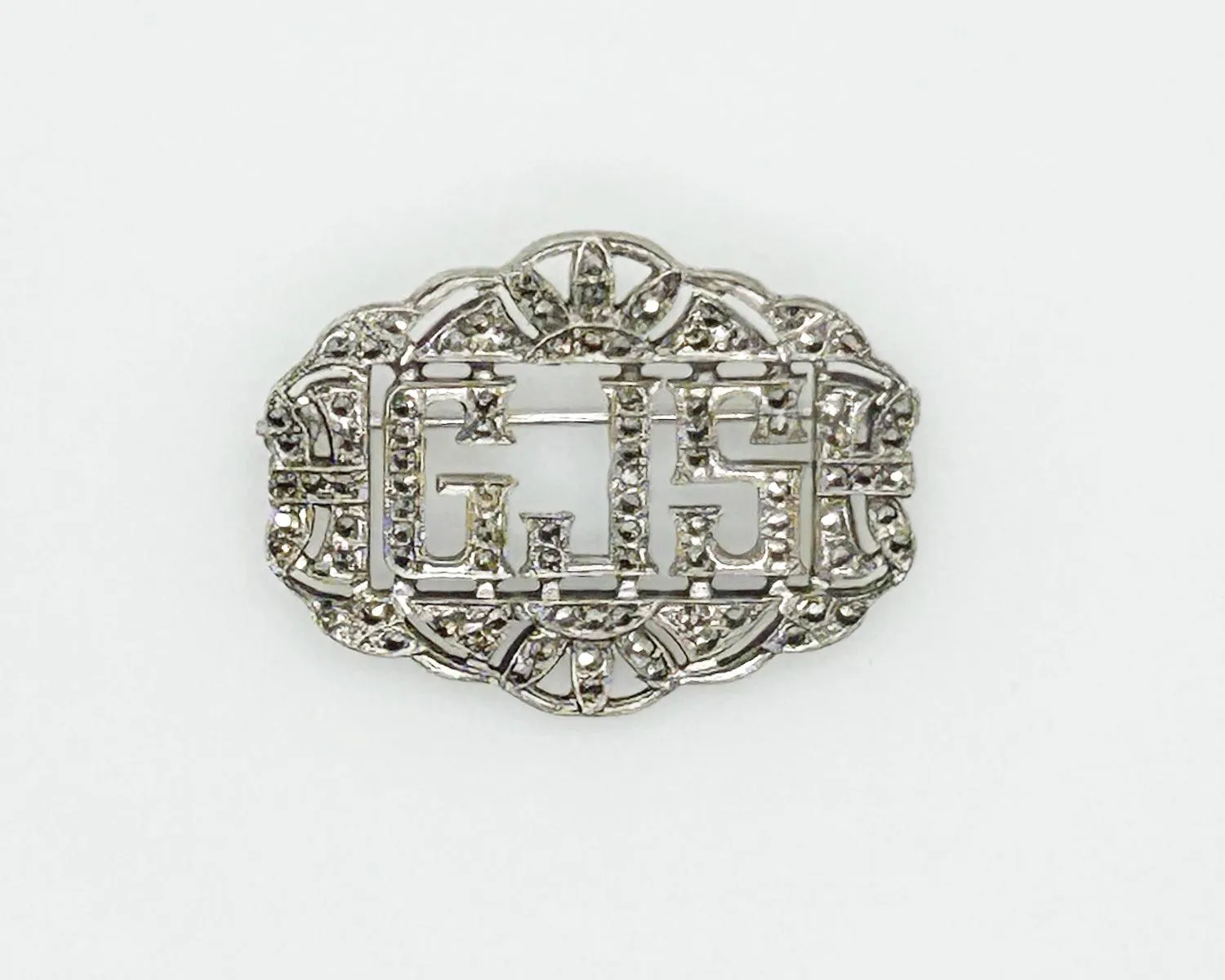 Vintage Sterling Monogram Initial GJS Brooch