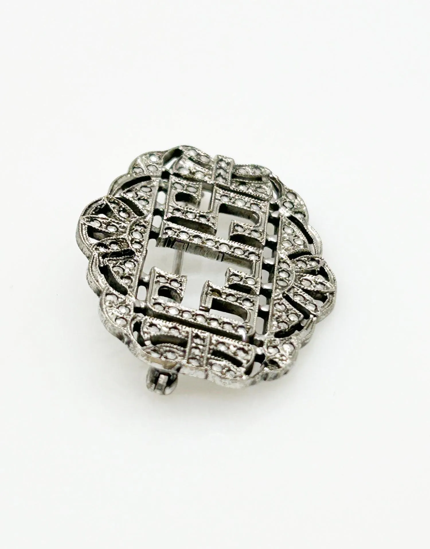 Vintage Sterling Monogram Initial GJS Brooch