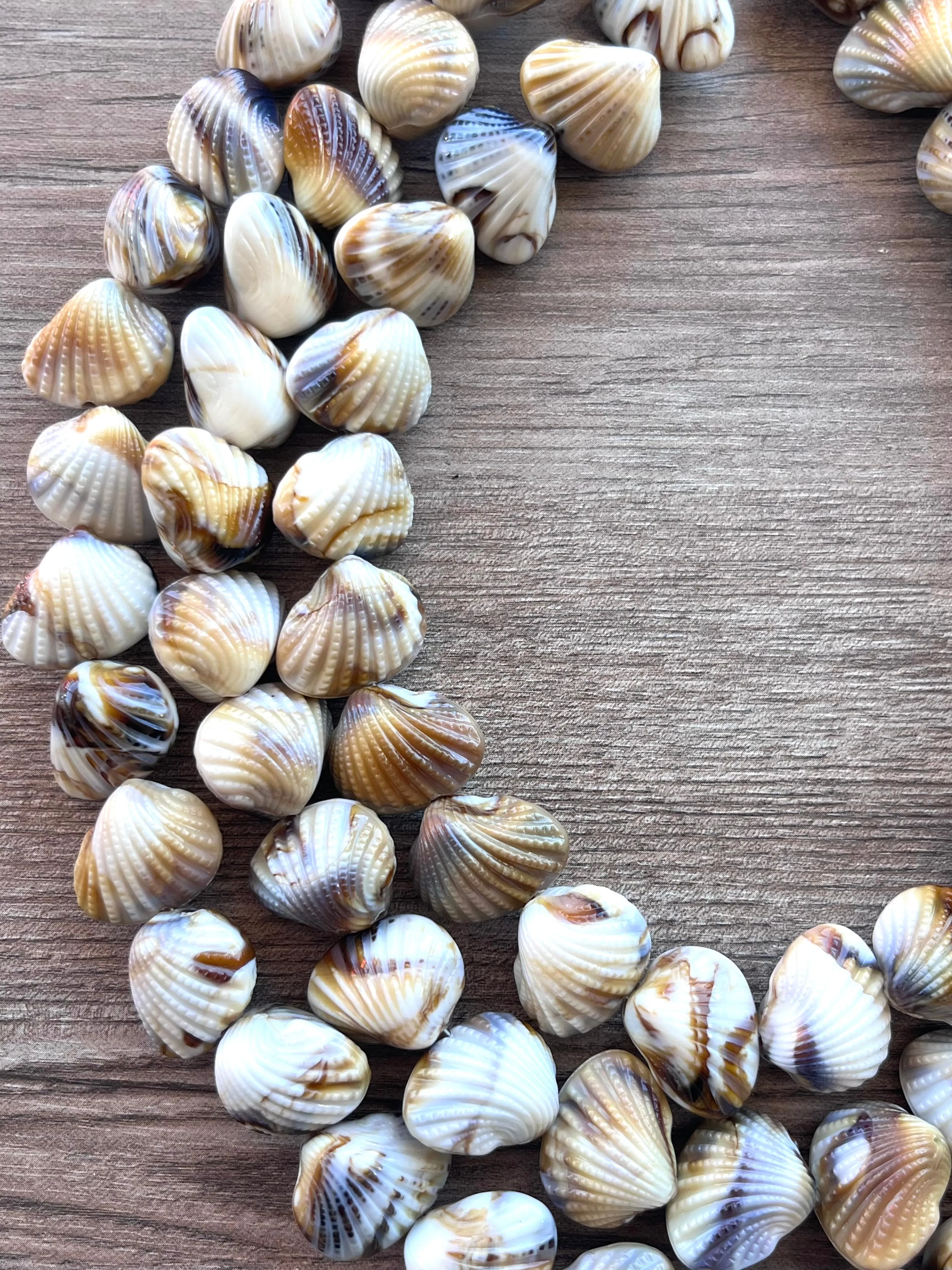 White Brown Shell Beaded Acrylic Chunky Lucite Beach Statement Necklace