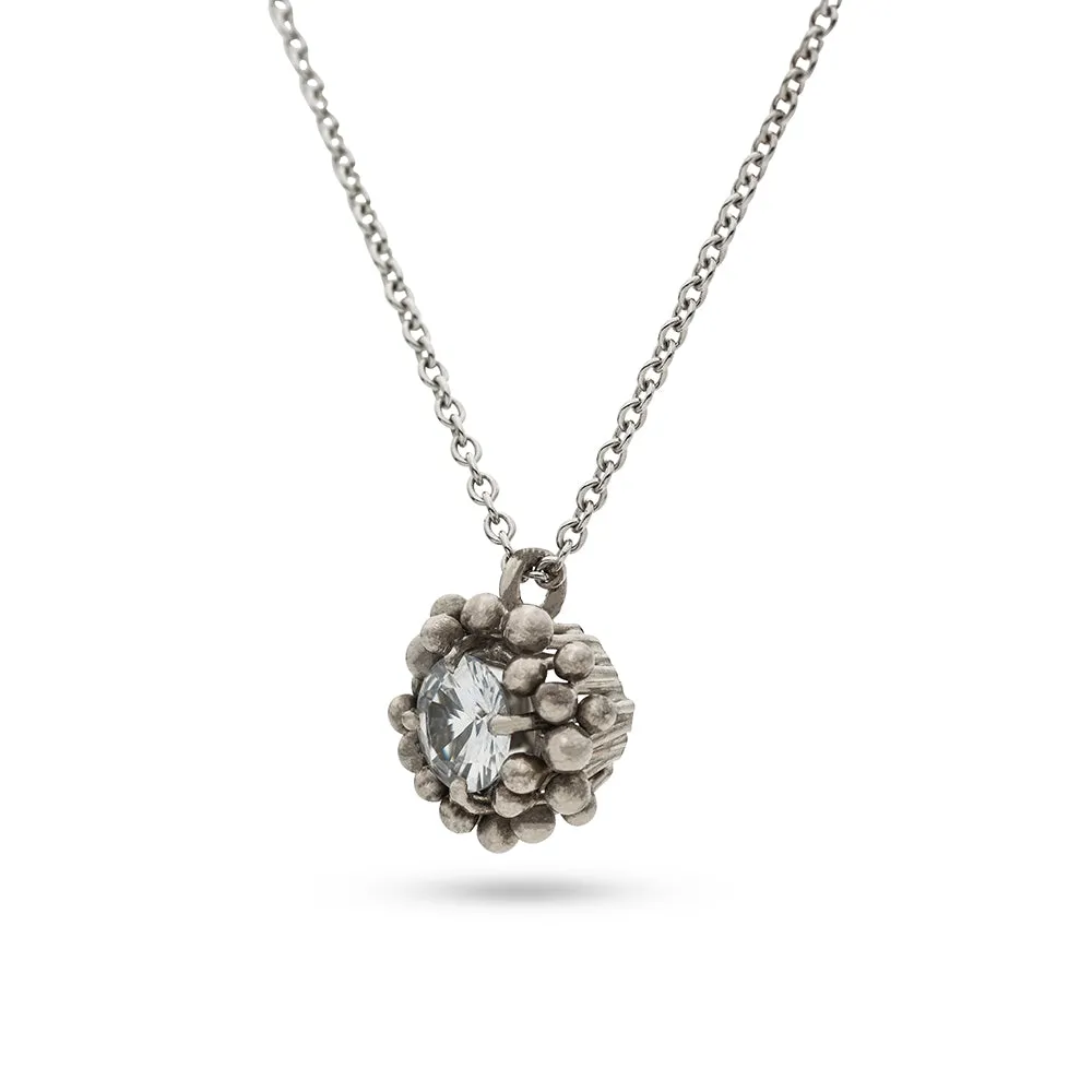 White Gold White Sapphire Pendant Necklace