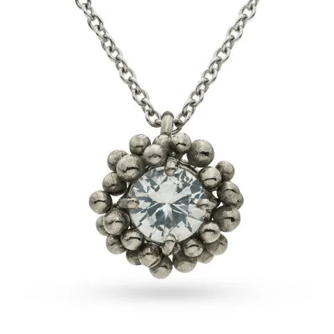 White Gold White Sapphire Pendant Necklace