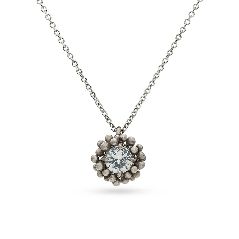 White Gold White Sapphire Pendant Necklace