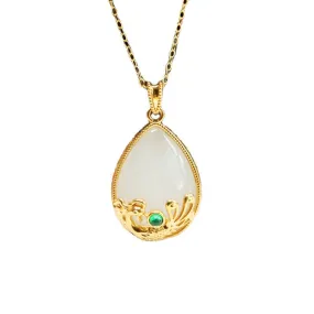 White Jade Phoenix Water Drop Necklace