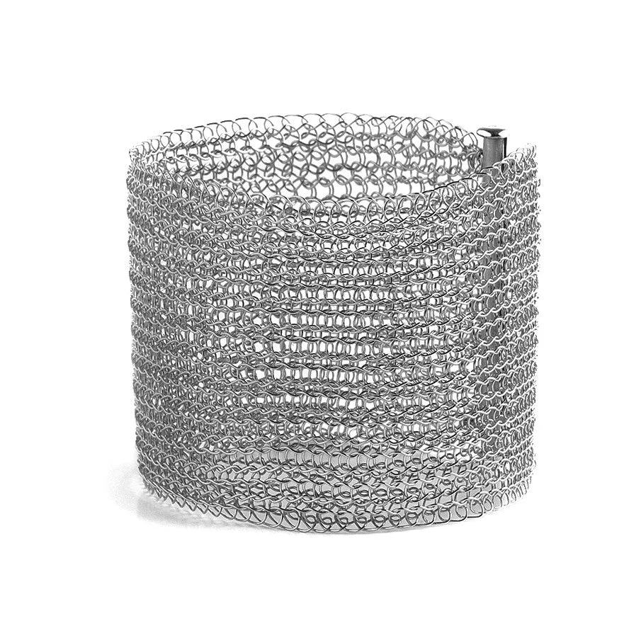 Wide Oxidized Silver Cuff Bracelet , Wire Crochet Cuff,  Handmade Urban Jewelry , Fashion Forward