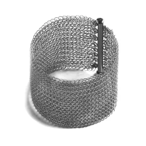 Wide Oxidized Silver Cuff Bracelet , Wire Crochet Cuff,  Handmade Urban Jewelry , Fashion Forward