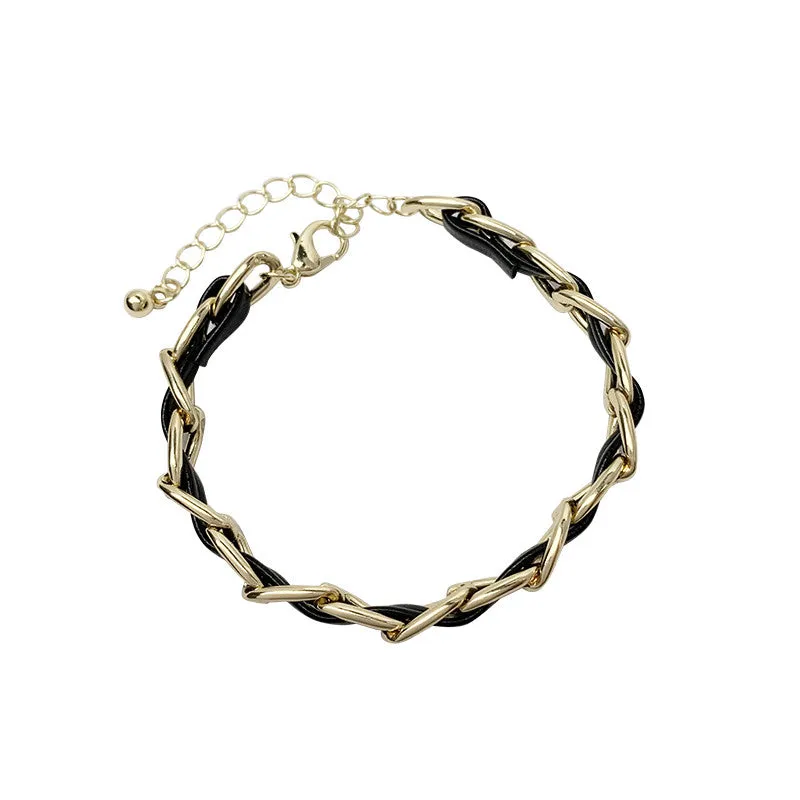 Wind Retro Leather Woven Chain Bracelet