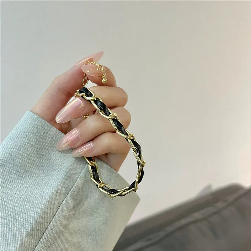 Wind Retro Leather Woven Chain Bracelet