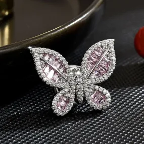 Women's Sweet Ice Pink Butterfly Style Magnetic Brooch