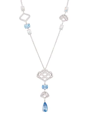 Woodland Aquamarine Moonstone White Gold Necklace