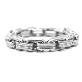 Worn Silver Chunky Chain Linked Stretch Bracelet