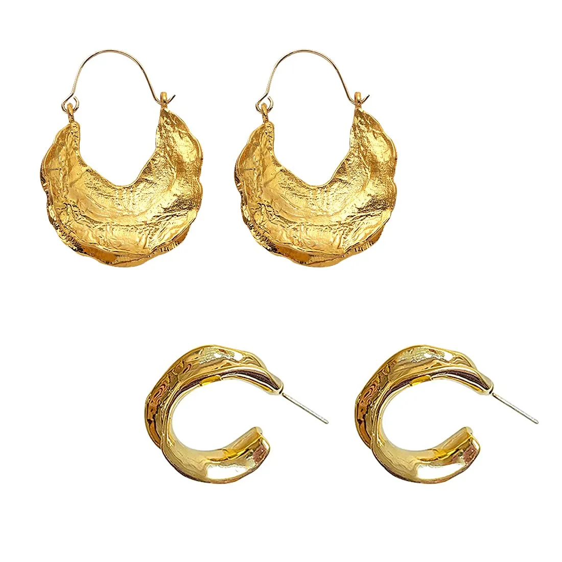 Yellow Chimes Hoop Earrings for Women Fashion Golden Hoops Earring Set | Gold Plated Combo of 2 Pairs Western Hoop Earrings for Girls | Birthday Gift for Girls & Women Anniversary Gift for Wife