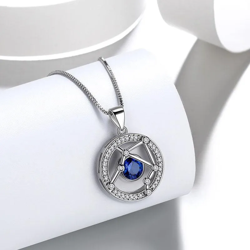 Zodiac Libra Necklace September Birthstone Pendant Jewelry Women Girls Birthday Gift